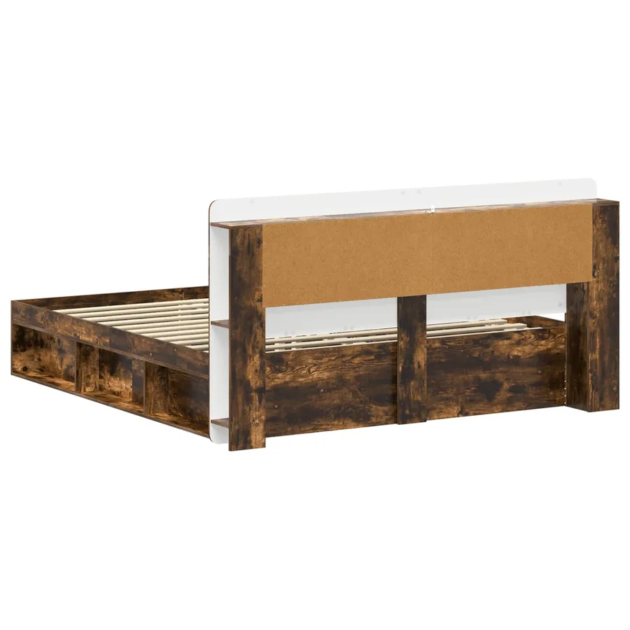 Cadre de lit avec rangement Chêne fumé 200 x 200 cm - 5