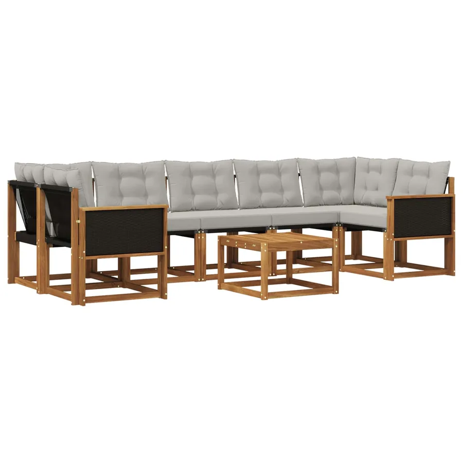 Ensemble de canapés d'extérieur 8 pcs Naturel et gris clair - 2