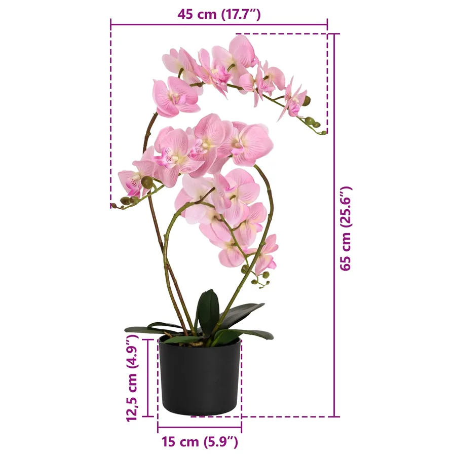 Plante orchidée artificielle avec pot Rose 45 x 15 x 65 cm - 5