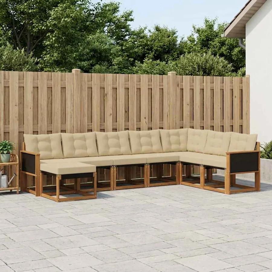 Ensemble de canapés d'extérieur 8 pcs Naturel et Beige