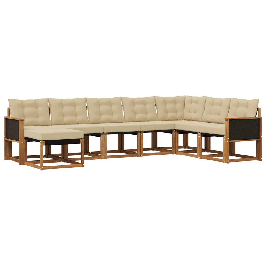 Ensemble de canapés d'extérieur 8 pcs Naturel et Beige - 2