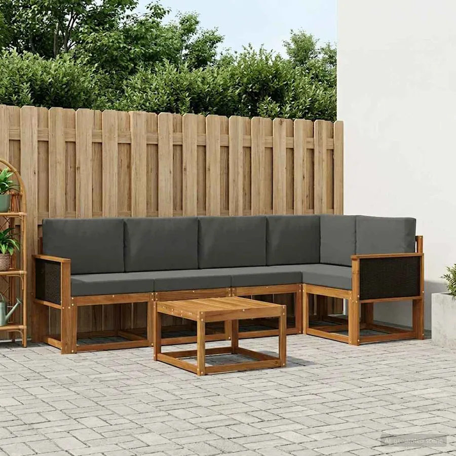 Ensemble de canapés d'extérieur 6 pcs Naturel et Anthracite