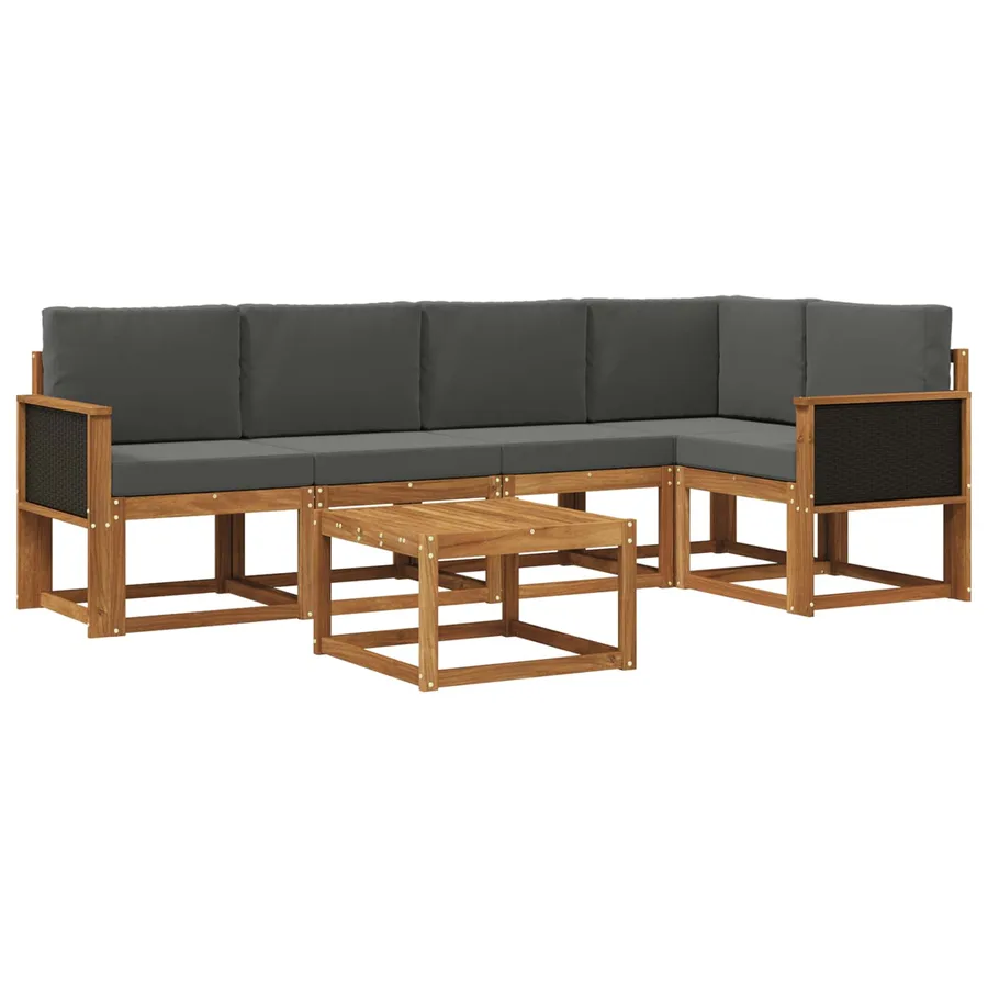 Ensemble de canapés d'extérieur 6 pcs Naturel et Anthracite - 2