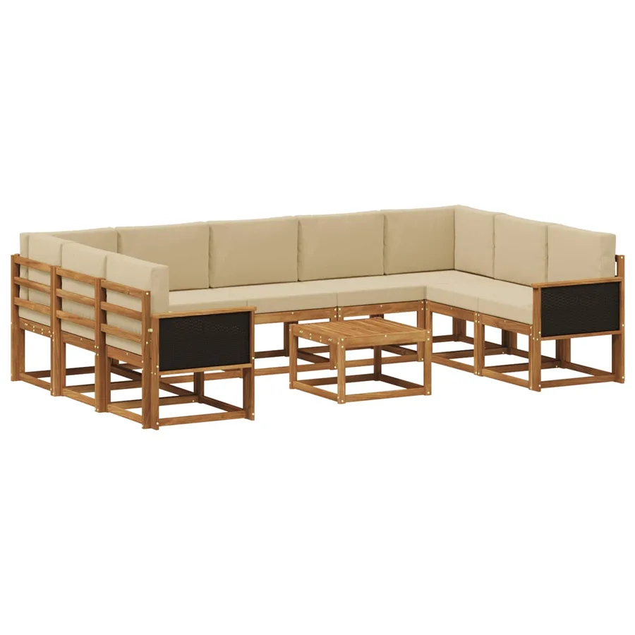 Ensemble de canapés d'extérieur 10 pcs Naturel et Beige - 2