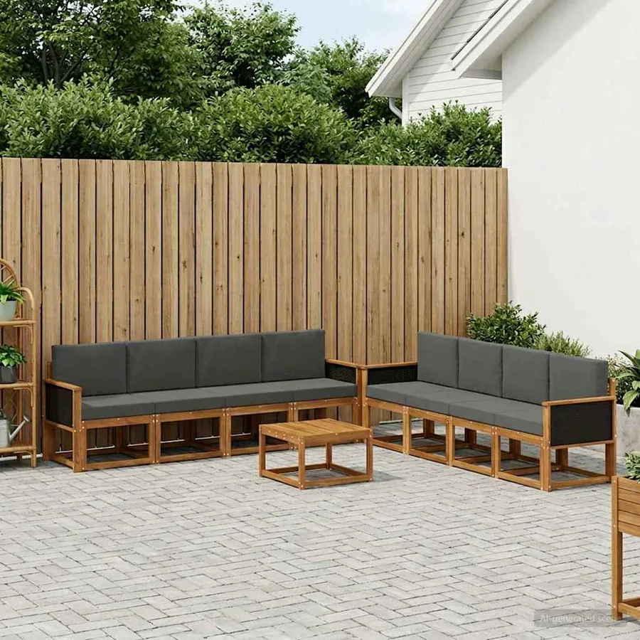 Ensemble de canapés d'extérieur 7 pcs Naturel et Anthracite
