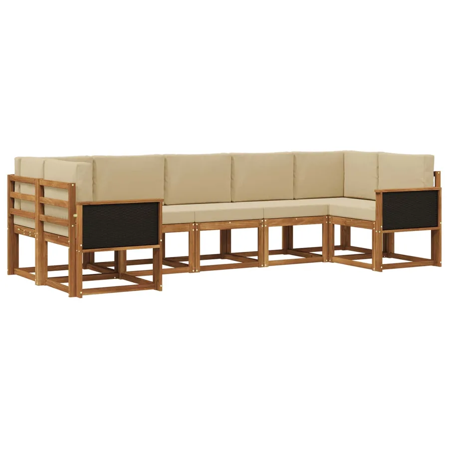 Ensemble de canapés d'extérieur 7 pc Naturel et Beige - 2