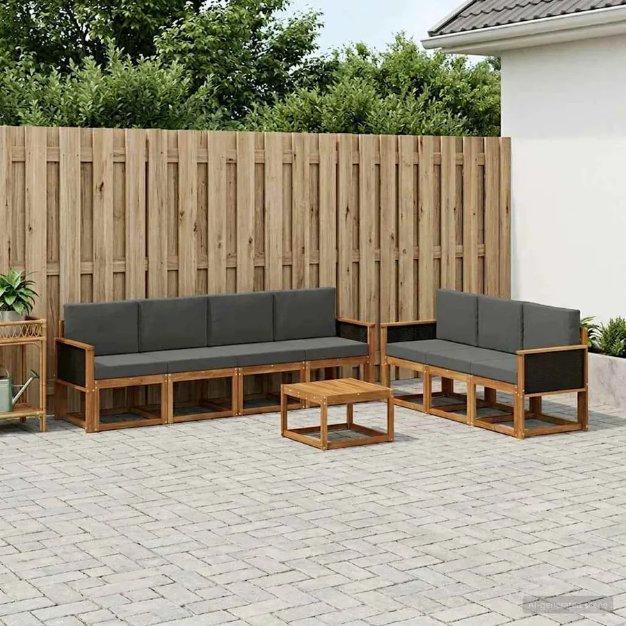 Ensemble de canapés d'extérieur 7 pcs Naturel et Anthracite
