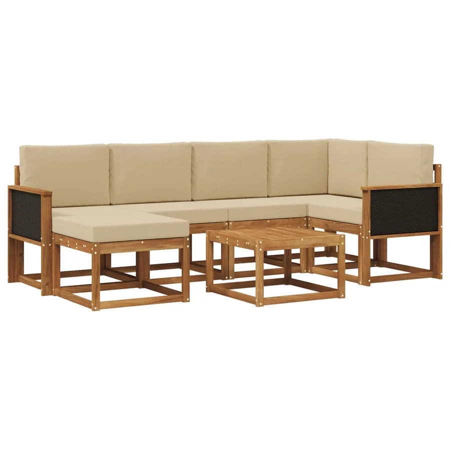 Ensemble de canapés d'extérieur 7 pcs Naturel et Beige - 2
