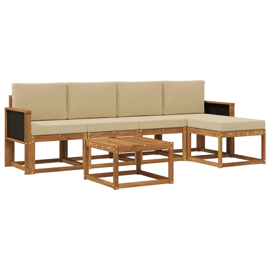 Ensemble de canapés d'extérieur 6 pcs Naturel et Beige - 2
