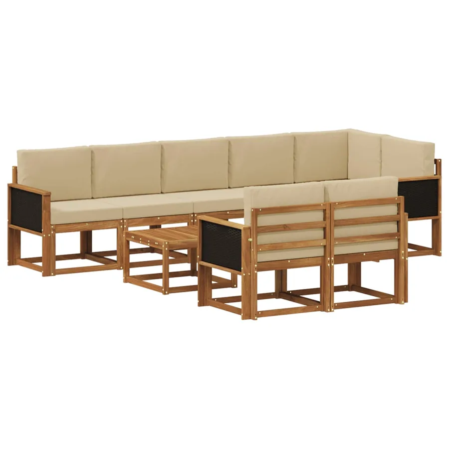 Ensemble de canapés d'extérieur 9 pcs Naturel et Beige - 2