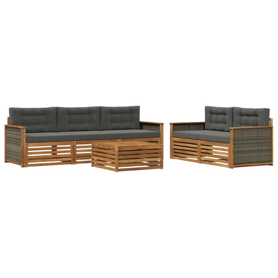 Ensemble de canapés d'extérieur 6 pcs Naturel et Anthracite - 2