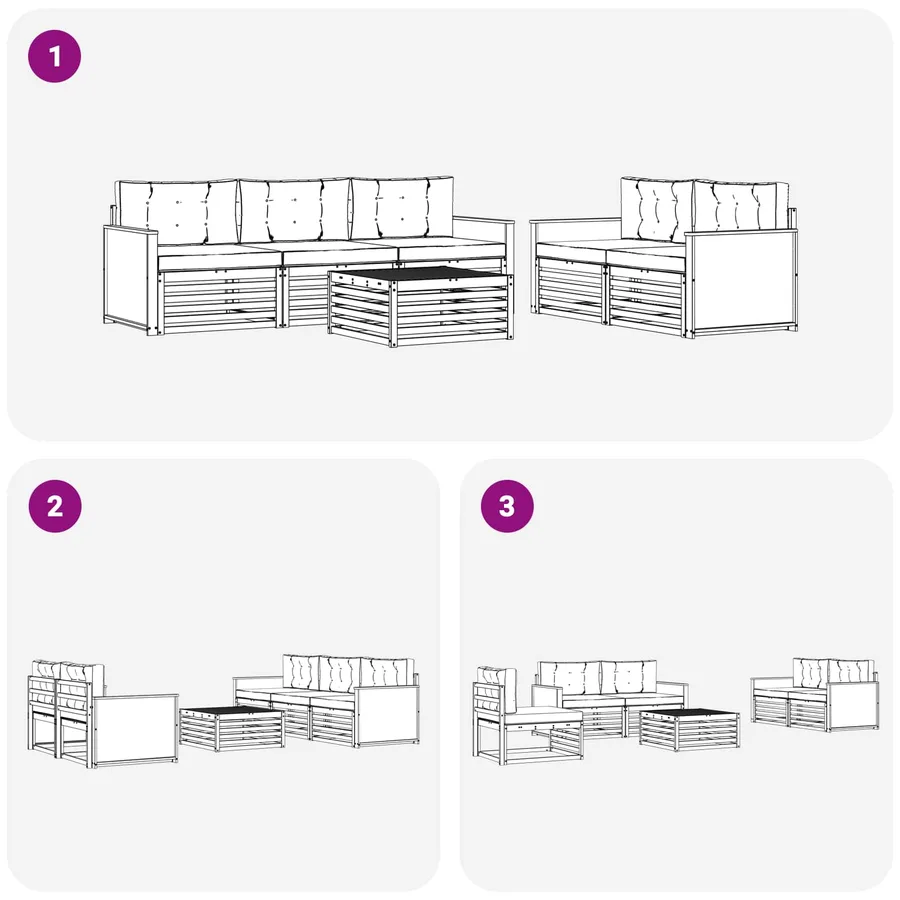 Ensemble de canapés d'extérieur 6 pcs Naturel et Anthracite - 6