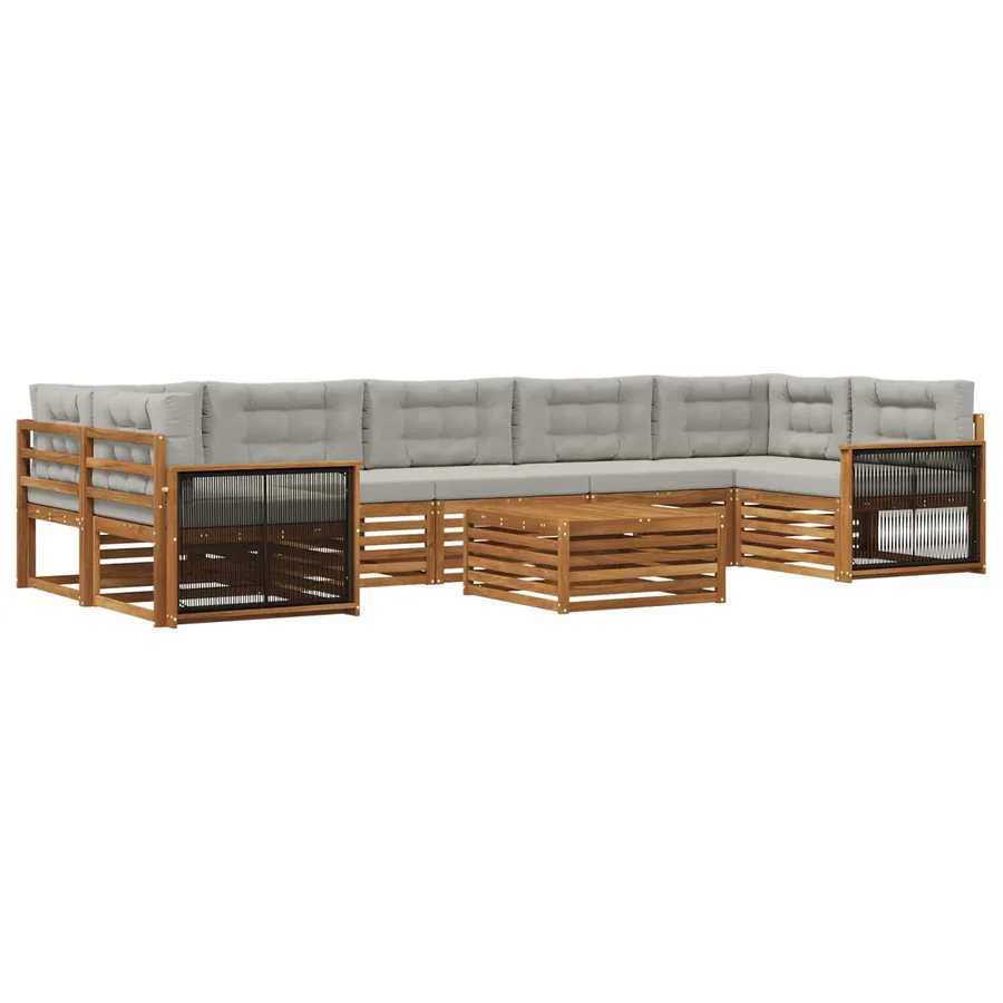 Ensemble de canapés d'extérieur 8 pcs Naturel et gris clair - 2