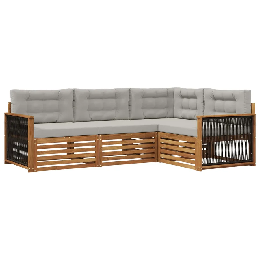 Ensemble de canapés d'extérieur 4 pcs Naturel et gris clair - 2