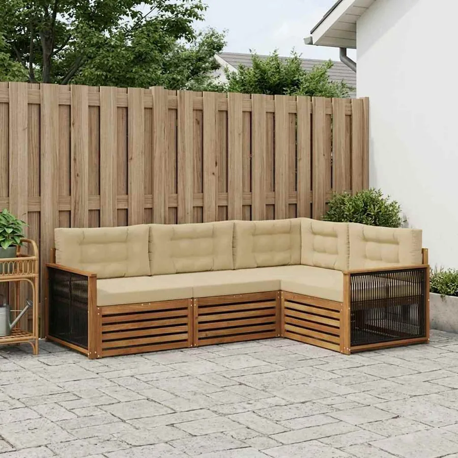 Ensemble de canapés d'extérieur 4 pcs Naturel et Beige