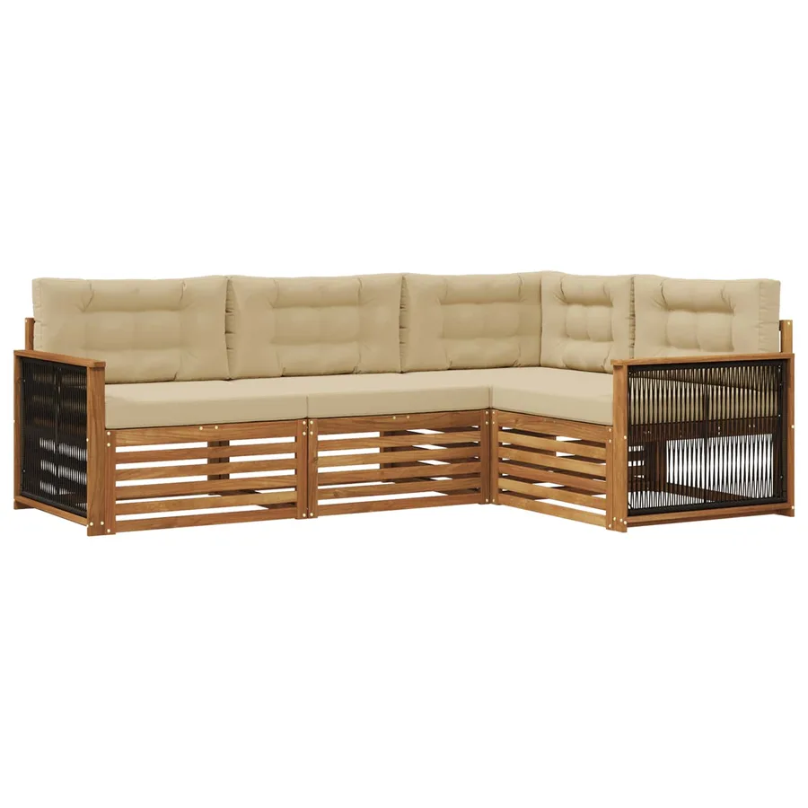 Ensemble de canapés d'extérieur 4 pcs Naturel et Beige - 2