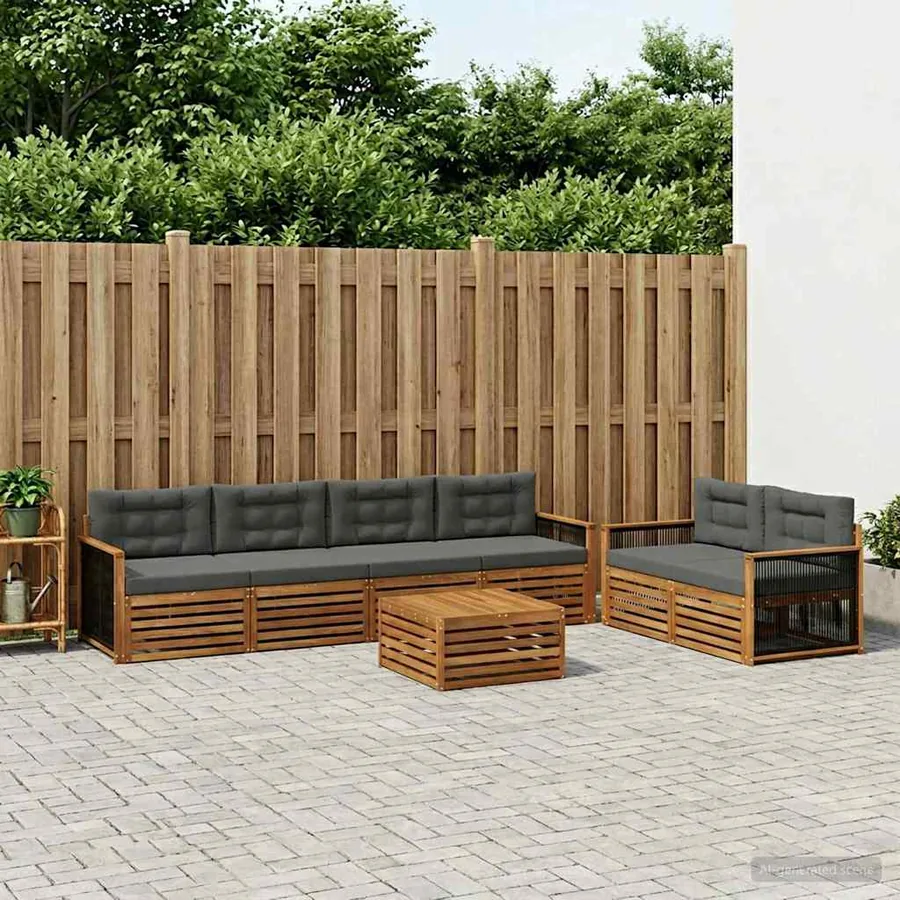 Ensemble de canapés d'extérieur 7 pcs Naturel et Anthracite