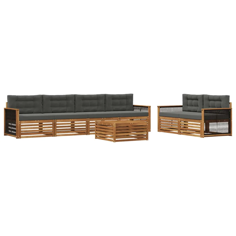 Ensemble de canapés d'extérieur 7 pcs Naturel et Anthracite - 2