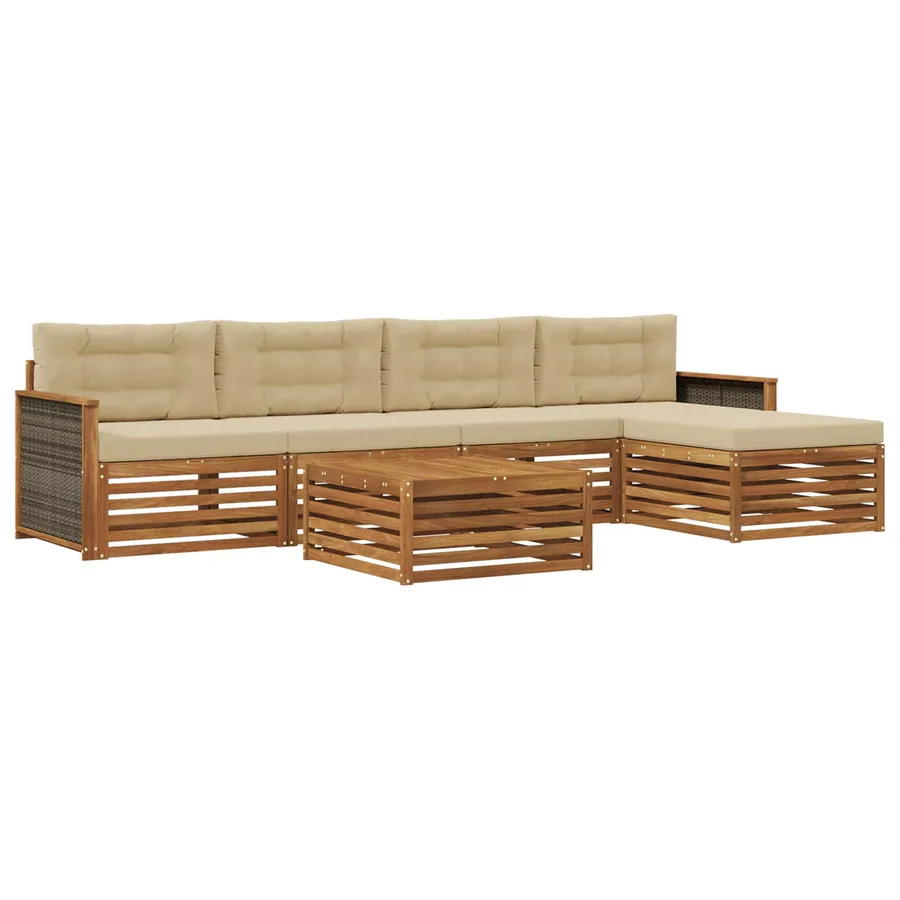 Ensemble de canapés d'extérieur 6 pcs Naturel et Beige - 2
