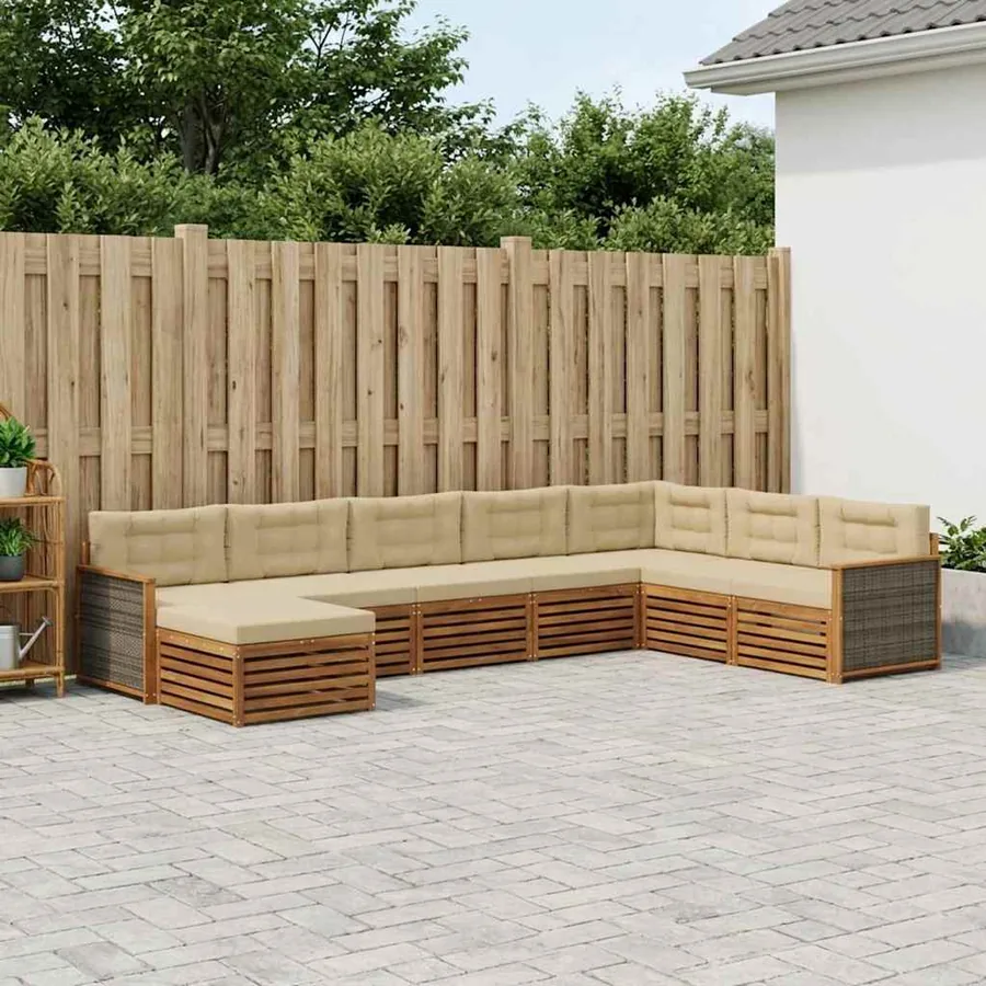 Ensemble de canapés d'extérieur 8 pcs Naturel et Beige