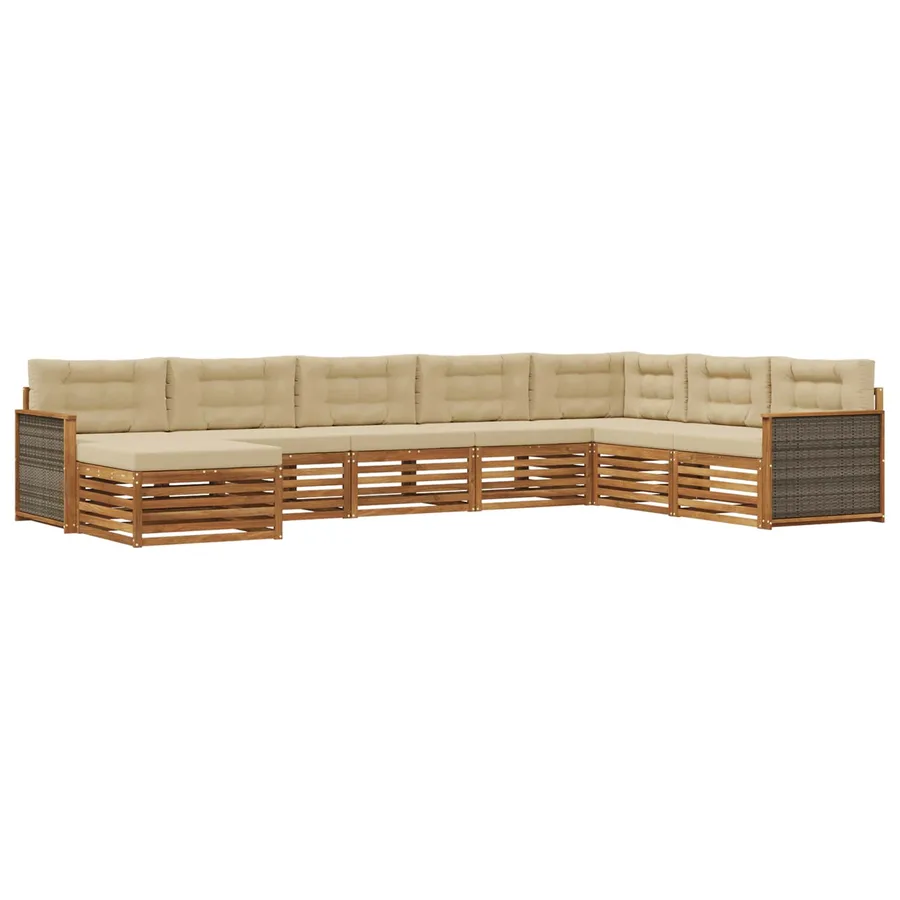 Ensemble de canapés d'extérieur 8 pcs Naturel et Beige - 2