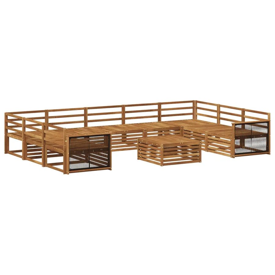 Ensemble de canapés d'extérieur 10 pcs Naturel - 2