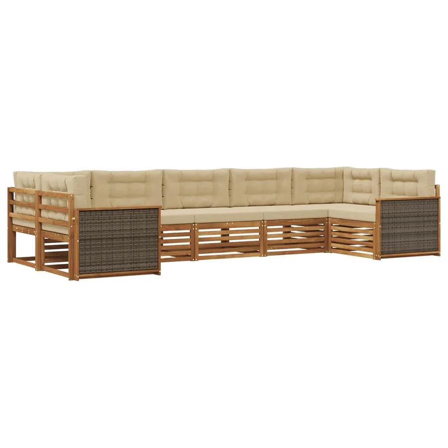 Ensemble de canapés d'extérieur 7 pcs Naturel et Beige - 2