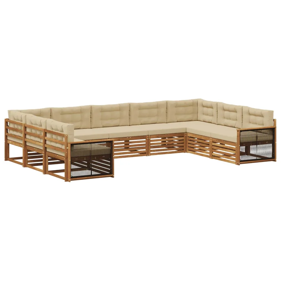 Ensemble de canapés d'extérieur 9 pcs Naturel et Beige - 2