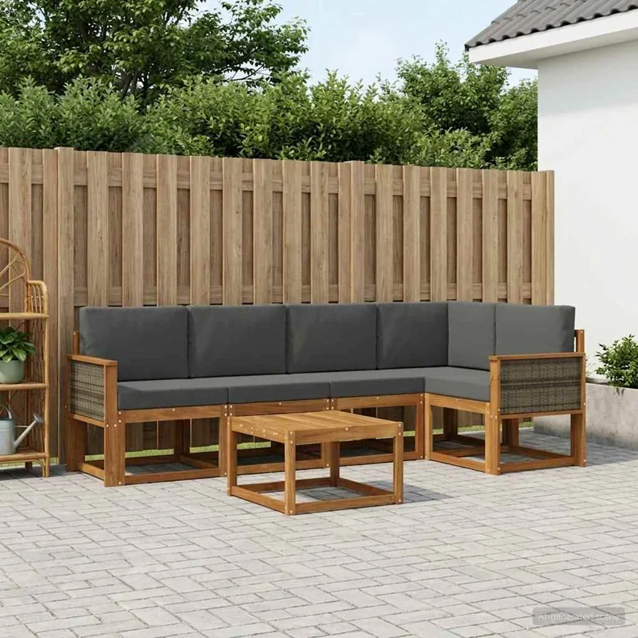 Ensemble de canapés d'extérieur 6 pcs Naturel et Anthracite