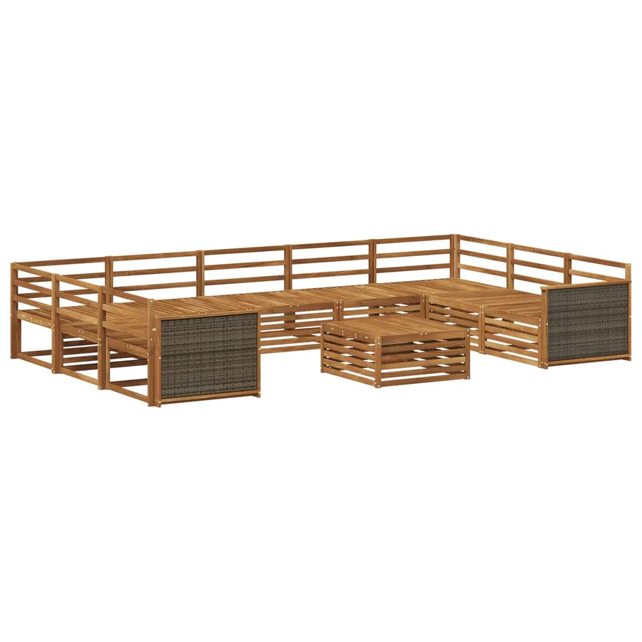 Ensemble de canapés d'extérieur 10 pcs Naturel - 2