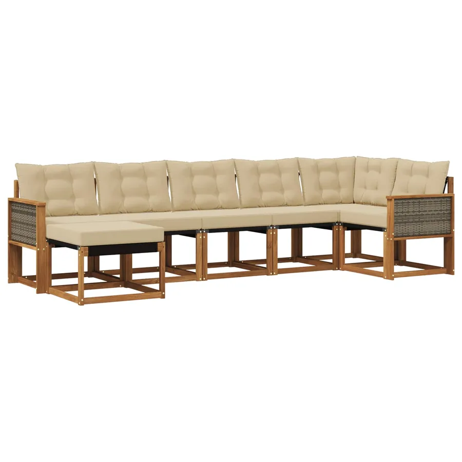 Ensemble de canapés d'extérieur 7 pcs Naturel et Beige - 2