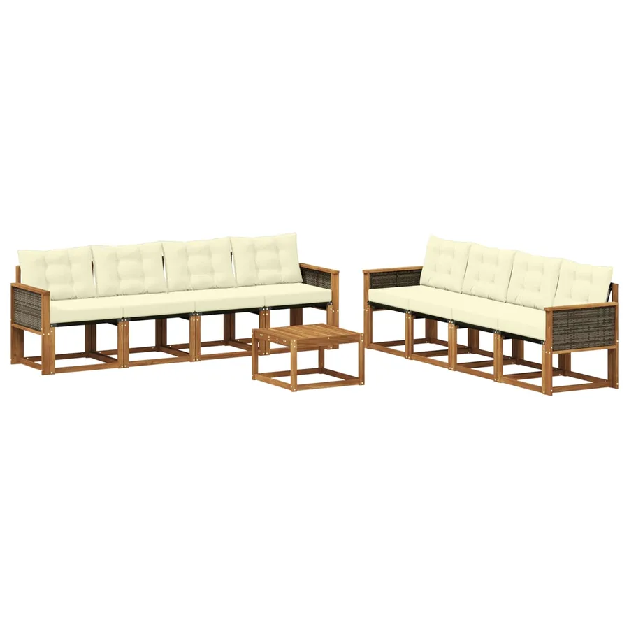 Ensemble de canapés d'extérieur 9 pcs Naturel et Crème - 2