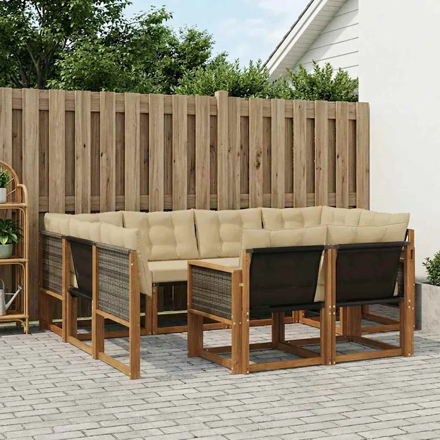 Ensemble de canapés d'extérieur 7 pcs Naturel et Beige