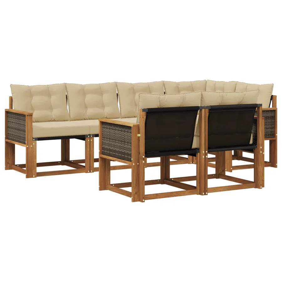 Ensemble de canapés d'extérieur 7 pcs Naturel et Beige - 2