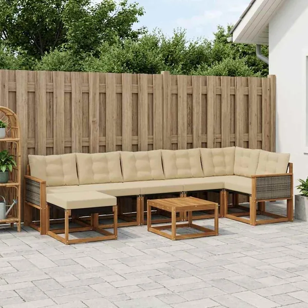 Ensemble de canapés d'extérieur 8 pcs Naturel et Beige