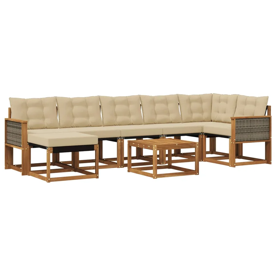 Ensemble de canapés d'extérieur 8 pcs Naturel et Beige - 2
