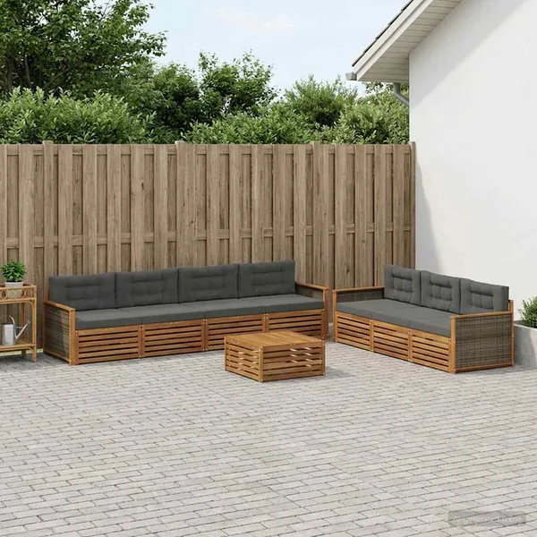Ensemble de canapés d'extérieur 8 pcs Naturel et Anthracite