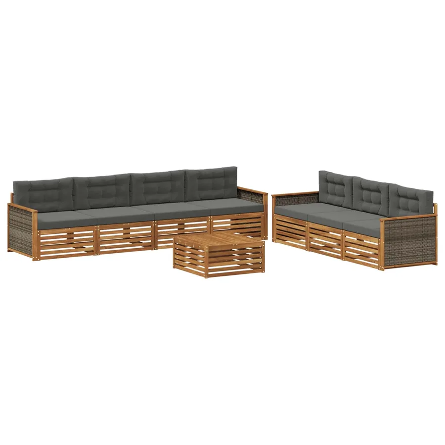Ensemble de canapés d'extérieur 8 pcs Naturel et Anthracite - 2