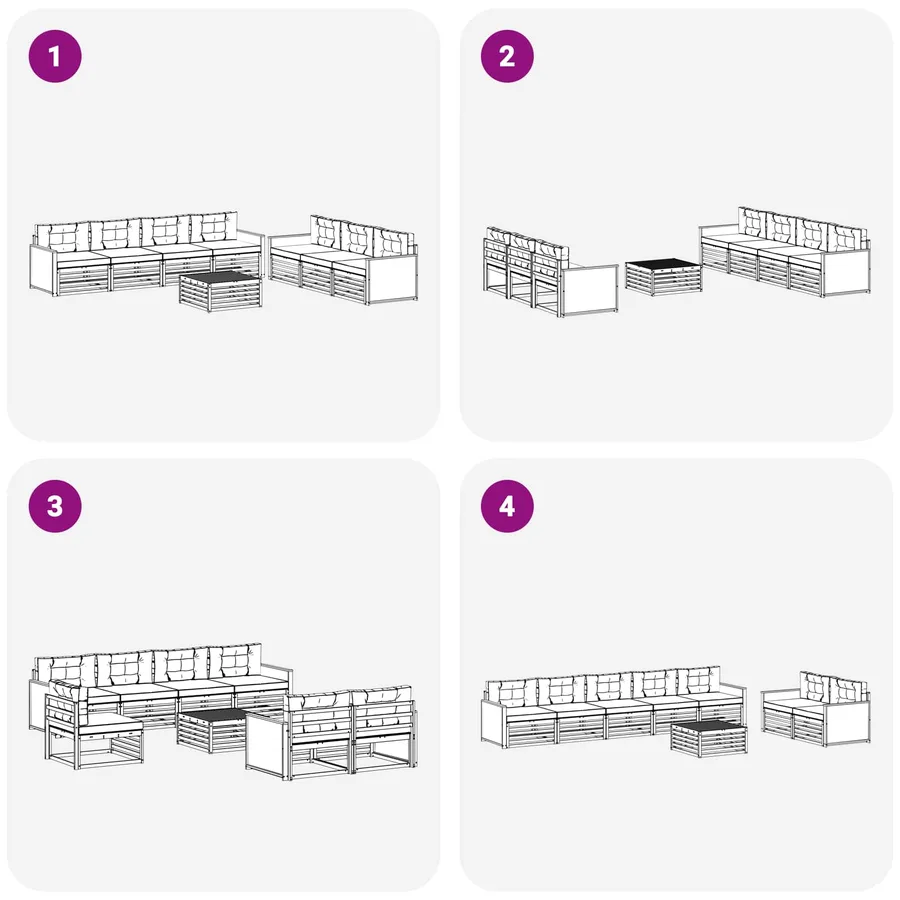 Ensemble de canapés d'extérieur 8 pcs Naturel et Anthracite - 6