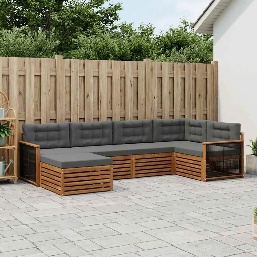 Ensemble de canapés d'extérieur 6 pcs Naturel et Anthracite