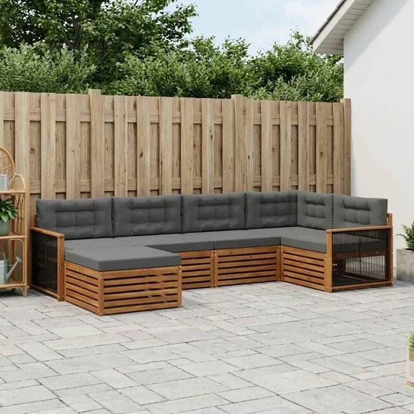 Ensemble de canapés d'extérieur 6 pcs Naturel et Anthracite