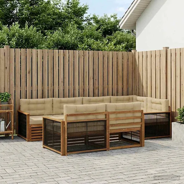 Ensemble de canapés d'extérieur 7 pcs Naturel et Beige