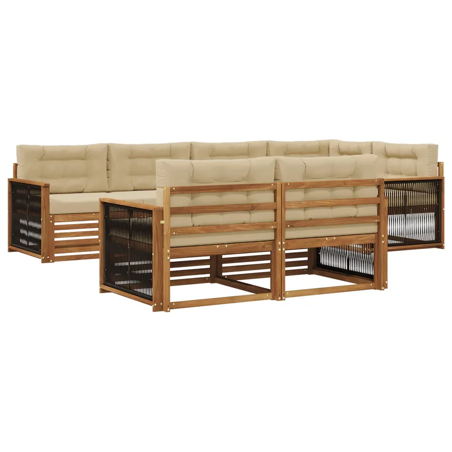Ensemble de canapés d'extérieur 7 pcs Naturel et Beige - 2