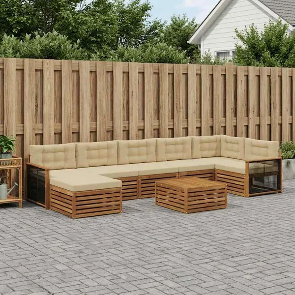 Ensemble de canapés d'extérieur 8 pcs Naturel et Beige