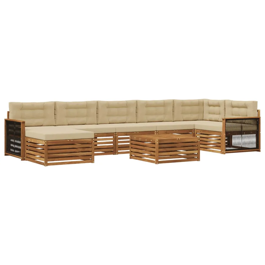 Ensemble de canapés d'extérieur 8 pcs Naturel et Beige - 2