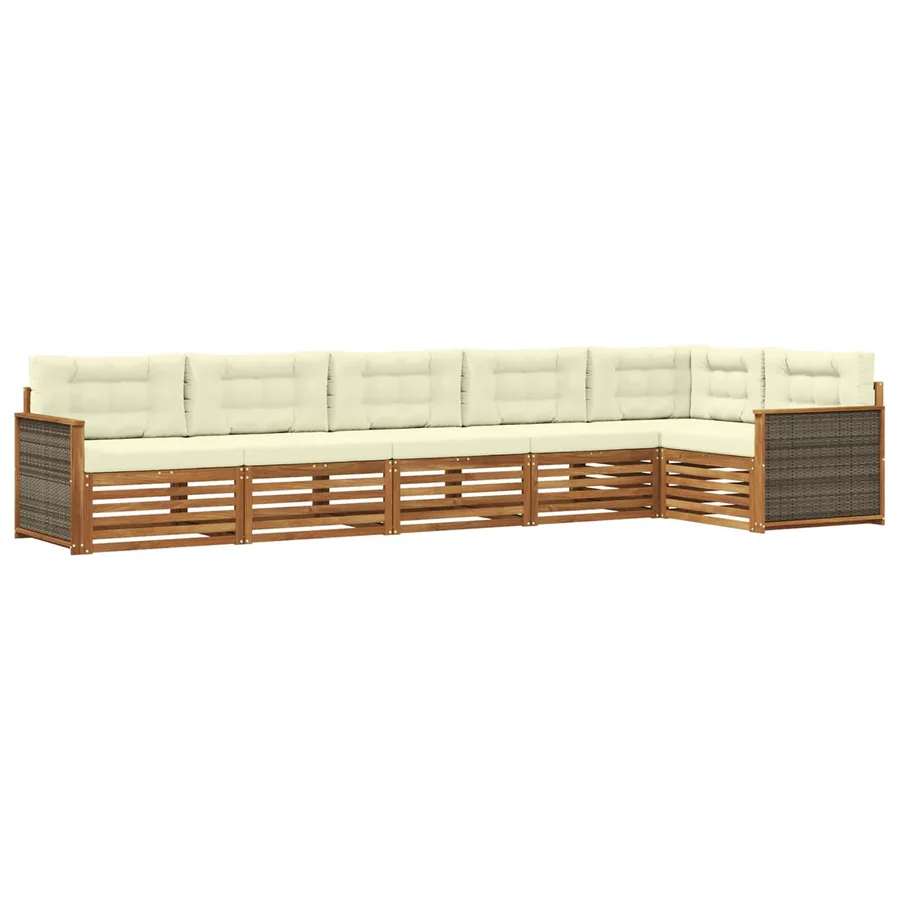 Ensemble de canapés d'extérieur 6 pcs Naturel et Crème - 2
