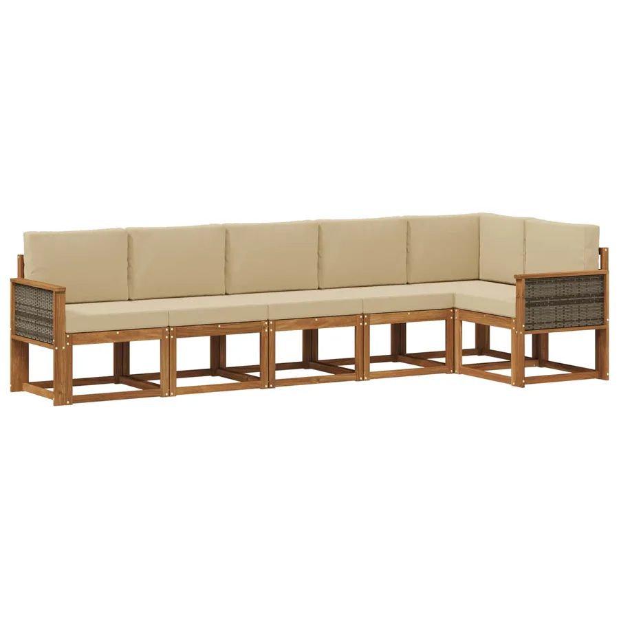 Ensemble de canapés d'extérieur 6 pcs Naturel et Beige - 2