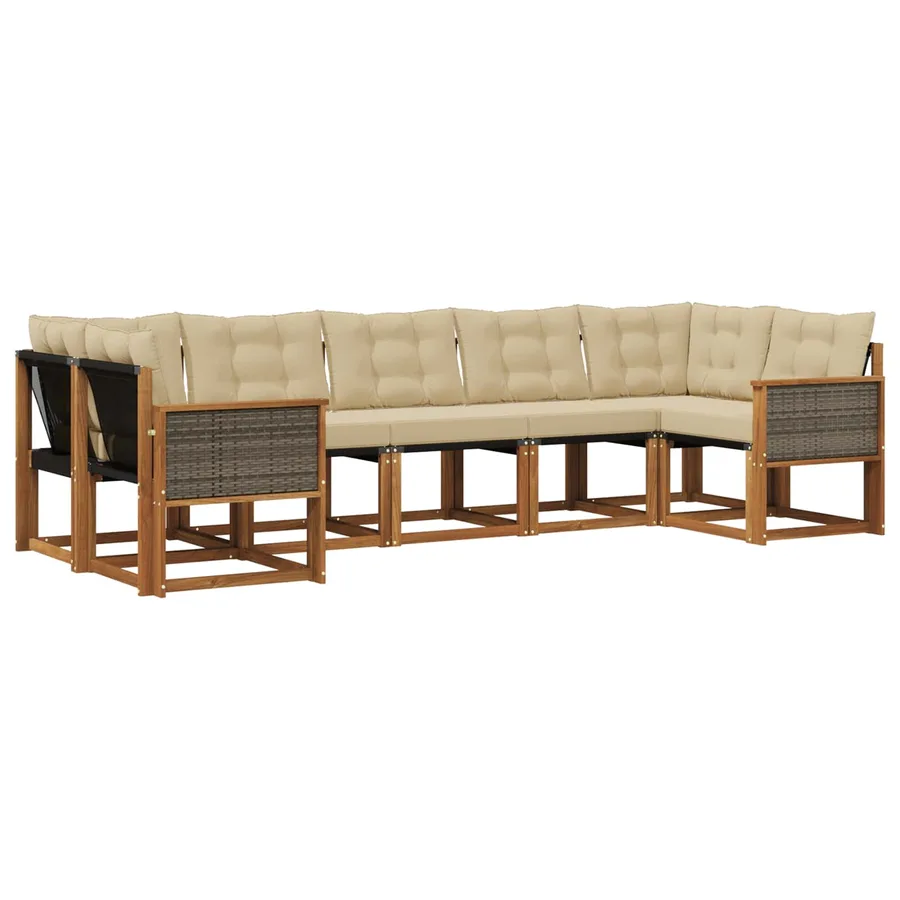 Ensemble de canapés d'extérieur 7 pcs Naturel et Beige - 2