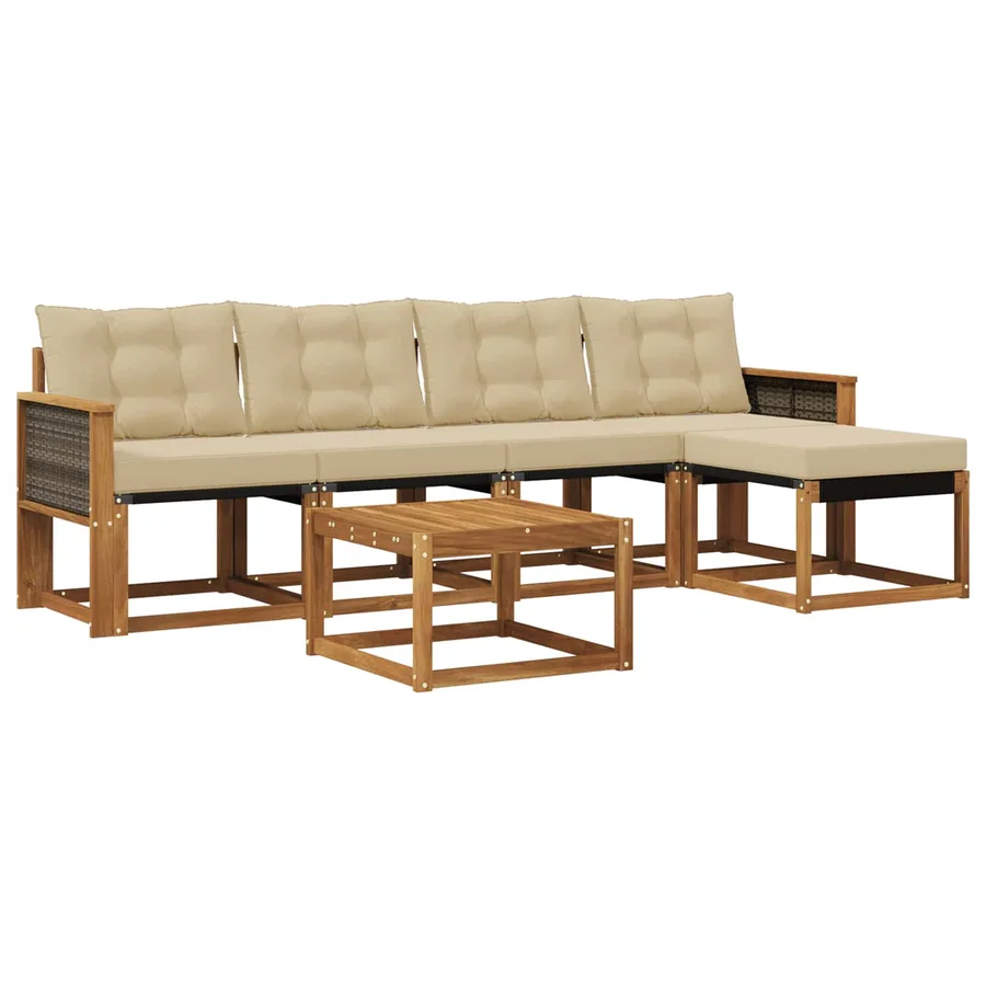 Ensemble de canapés d'extérieur 6 pcs Naturel et Beige - 2