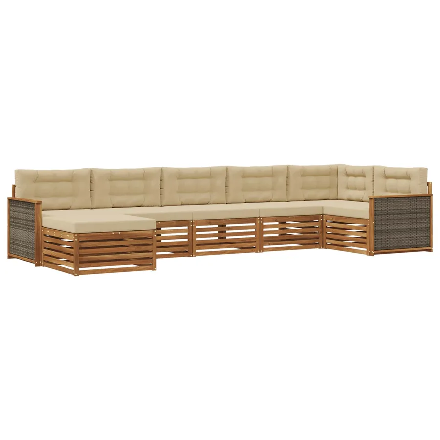 Ensemble de canapés d'extérieur 7 pcs Naturel et Beige - 2
